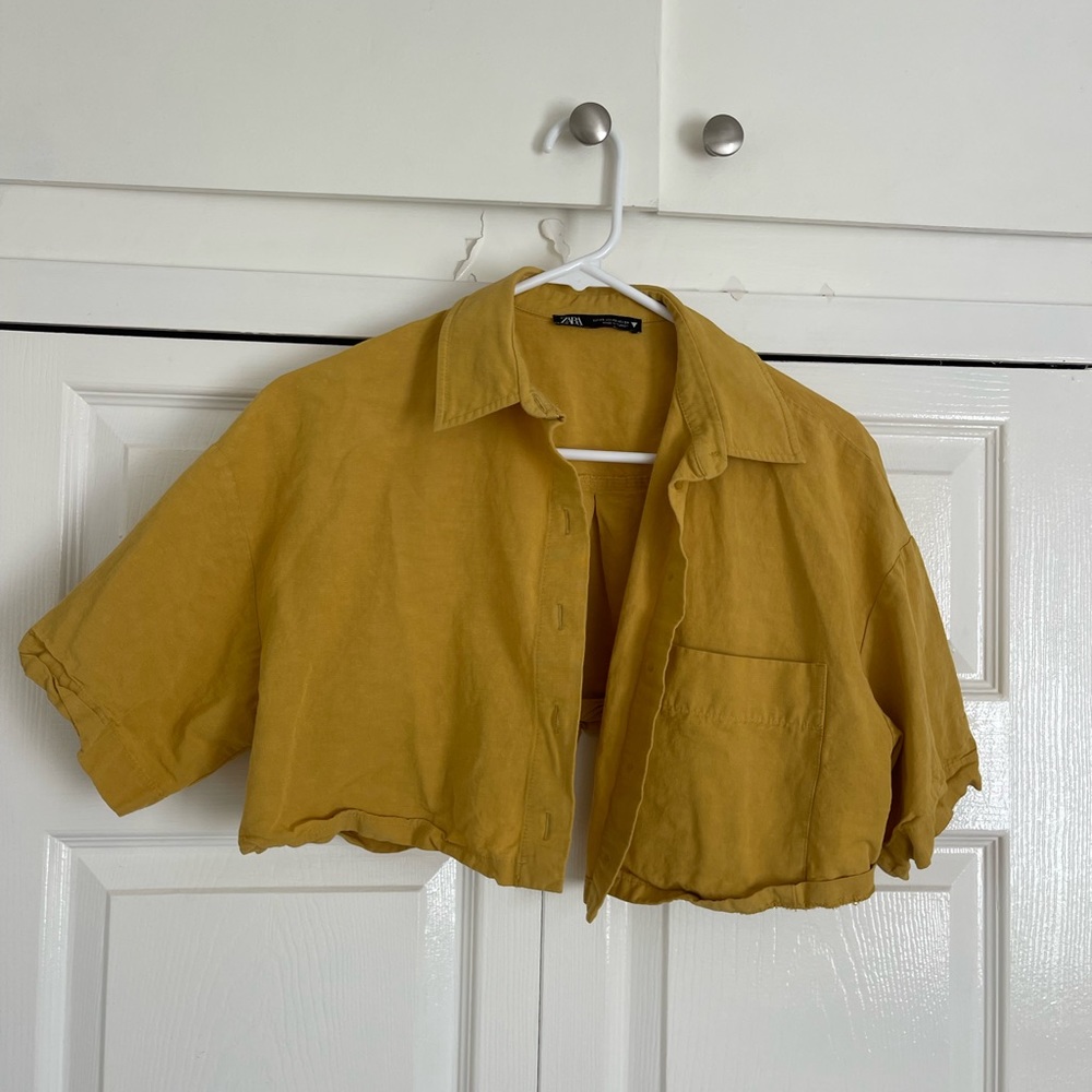 Zara crop top button down shirt
